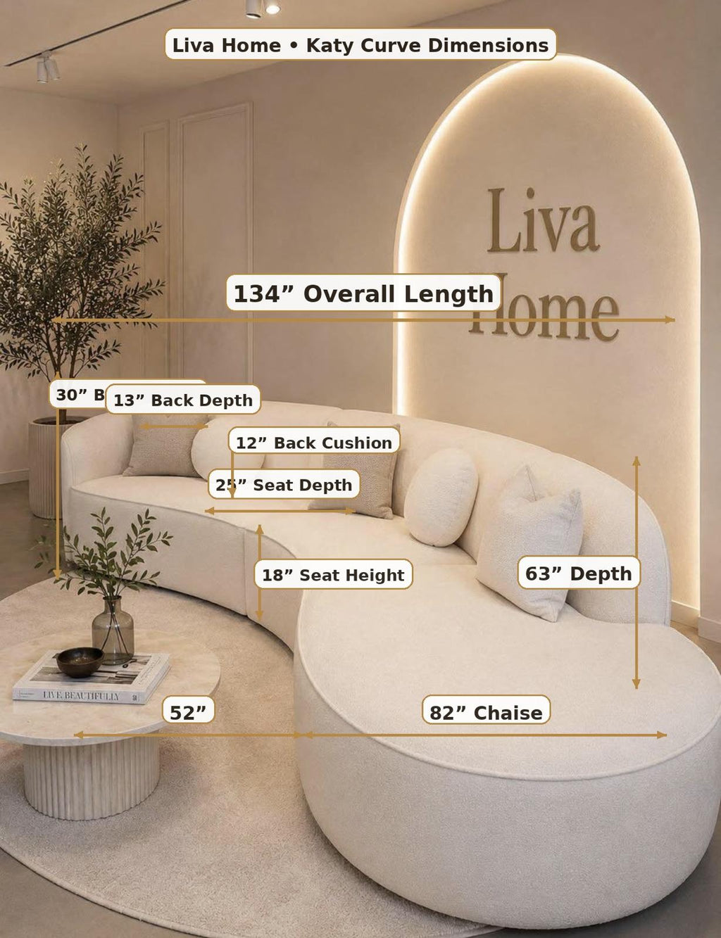Katy Curve Modern Sofa | Handmade in Houston | Liva Home Design
