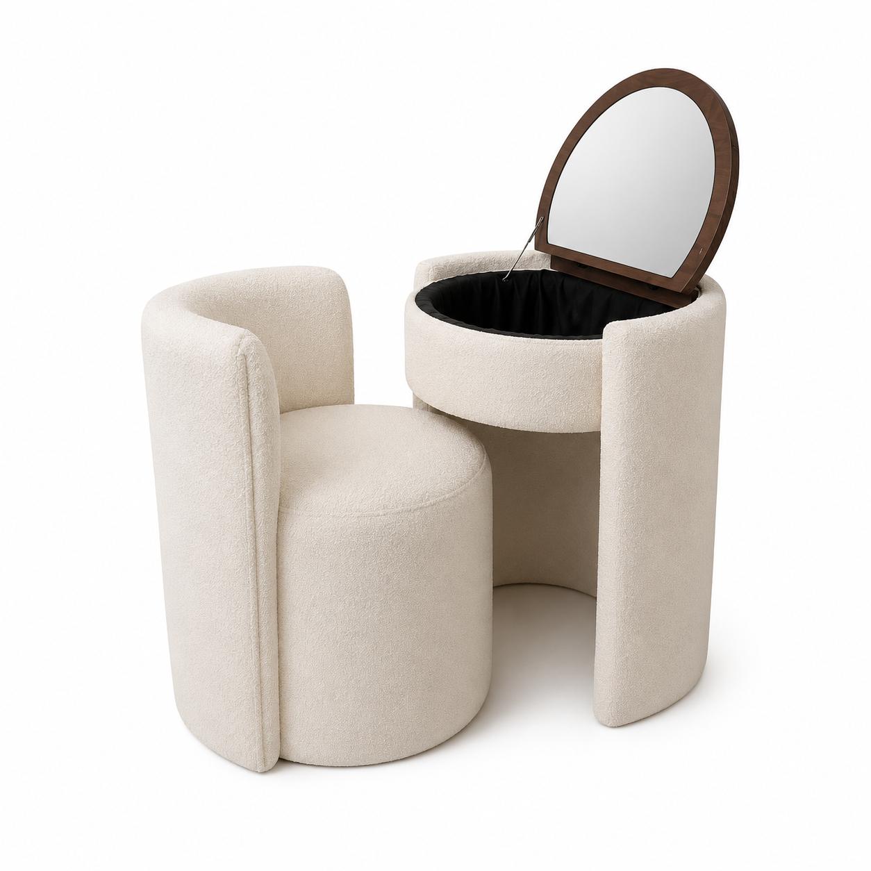 Liva Home Halo Vanity Set w/ Mirror & Stool